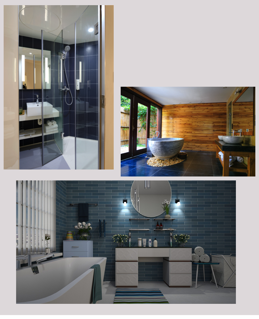 Exemples de salles de bain plus colorées.